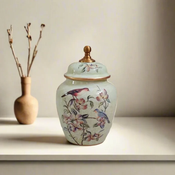 LUXE BIRD BLUE TEMPLE JAR