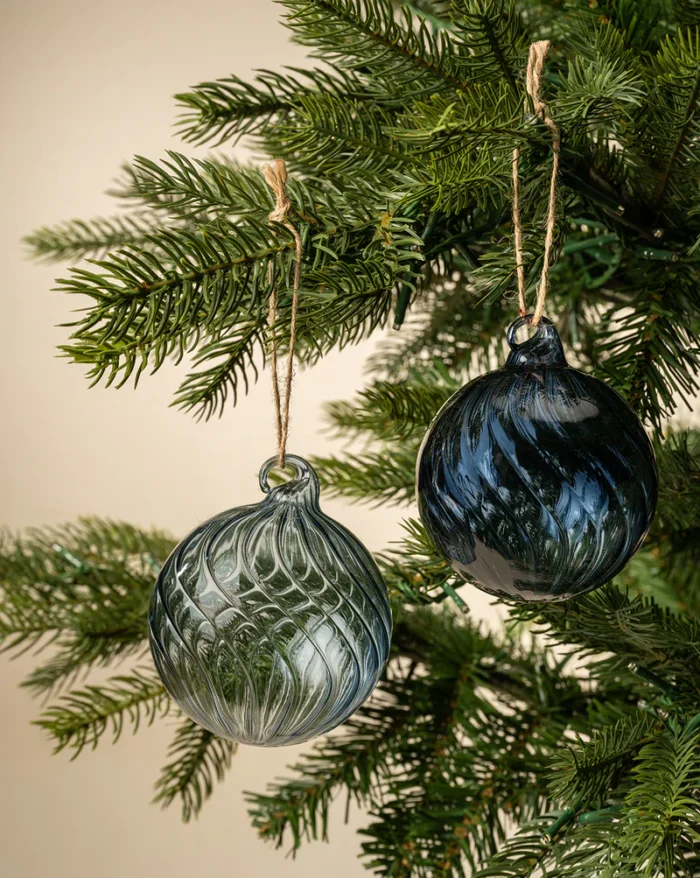 Blue Ice & Night Blue Assorted Baubles (Set of 12)